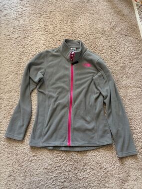 The North Face Gray Fleece Jacket with Pink Trim